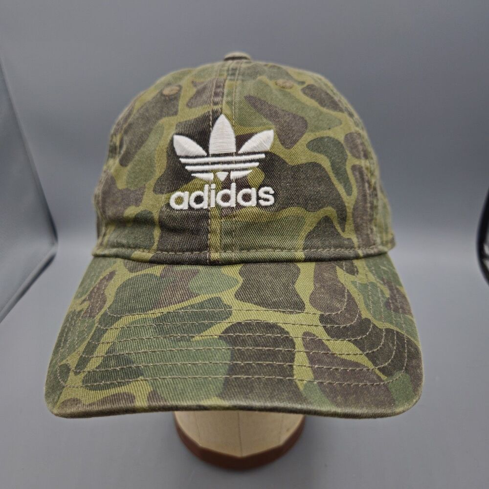 Adidas Trefoil Camo Hat Men's Adjustable Baseball Cap Green Brown Cotton OSFW